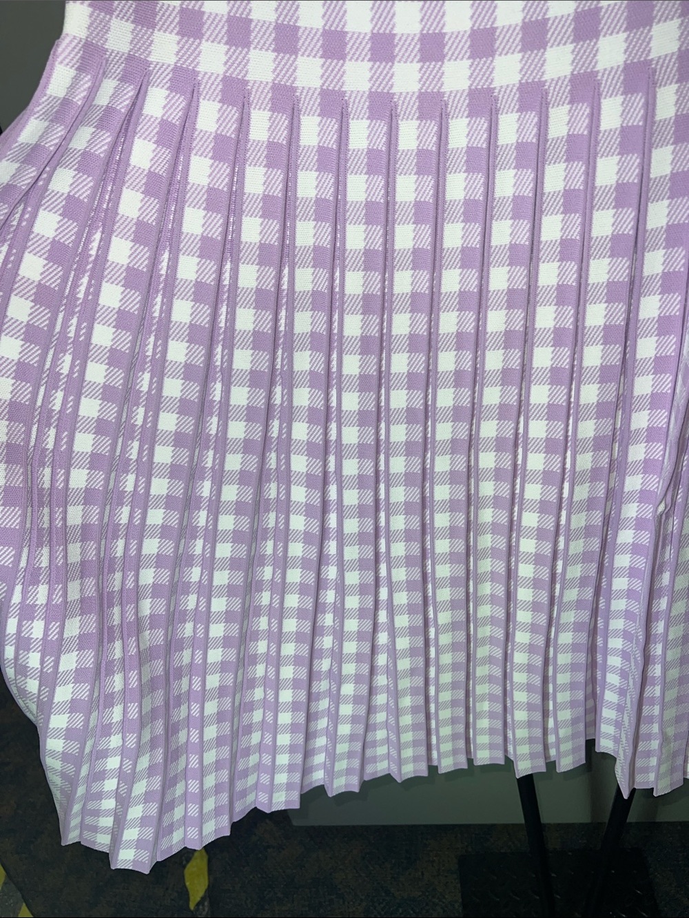 Aleeza Paris Lavender Gingham Pleated Midi Skirt - Picture 6 of 8